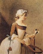 Girl with a Racquer and Shuttlecock Jean Baptiste Simeon Chardin
